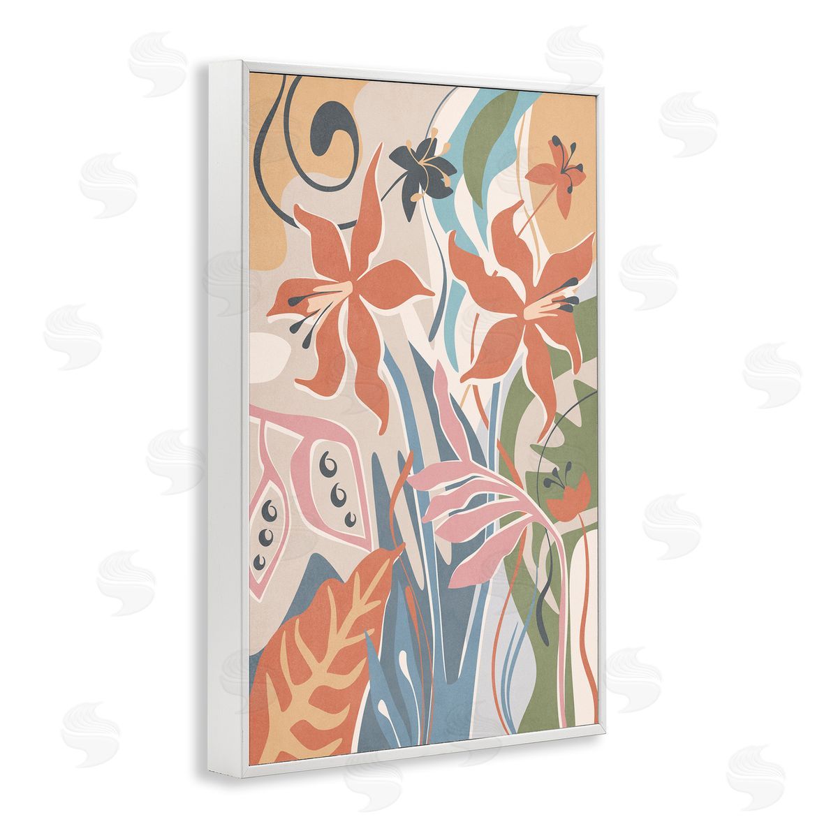 Nataly White Neutral Whimsy Florals White Framed Giclee Wall Art Print