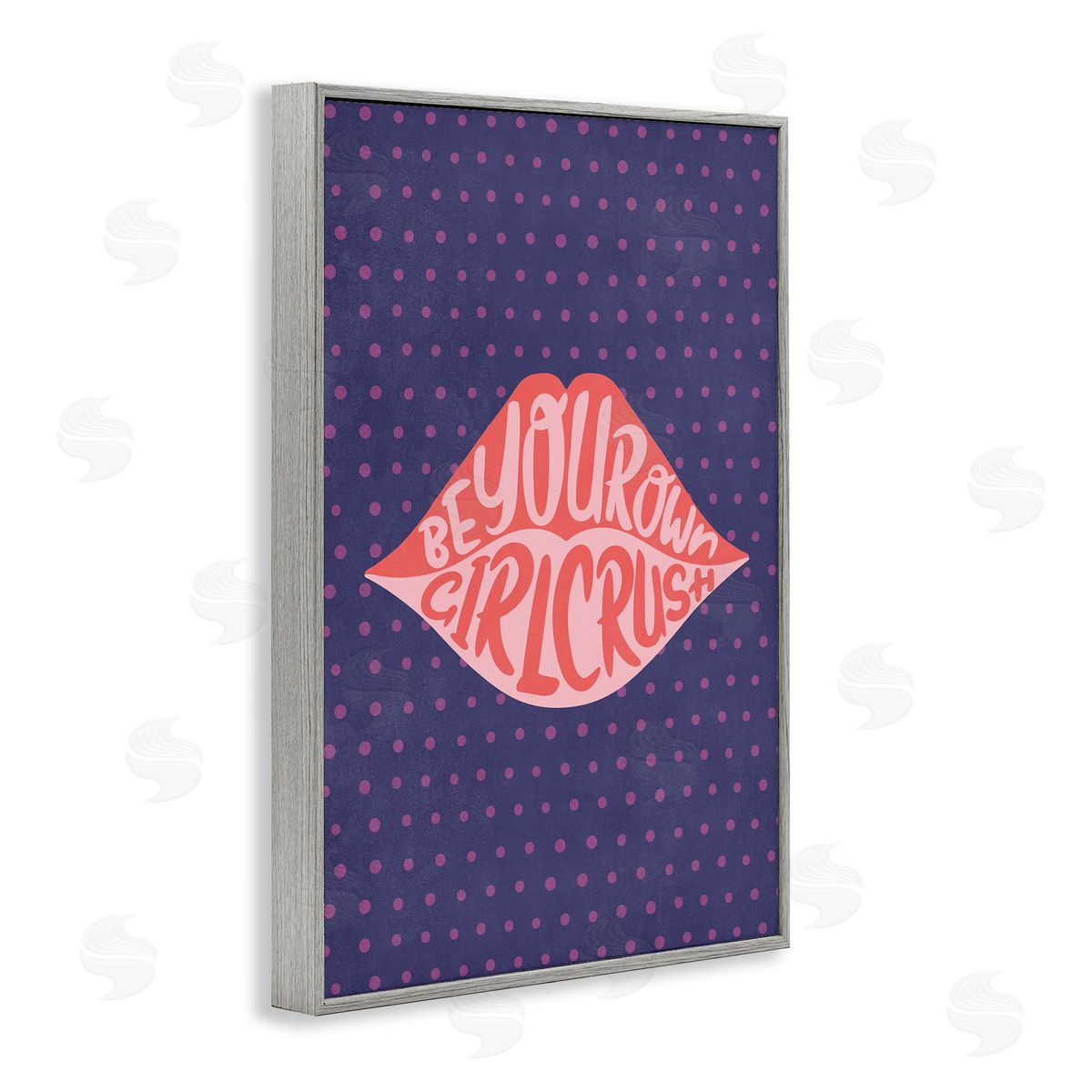 Nataly White Confident Girl Crush Lips Gray Framed Giclee Wall Art Print