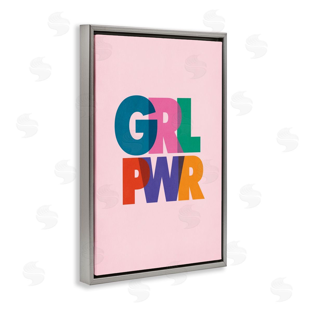 Nataly White Girl Power Pastel Text Gray Floating Frame Canvas Wall Art Print