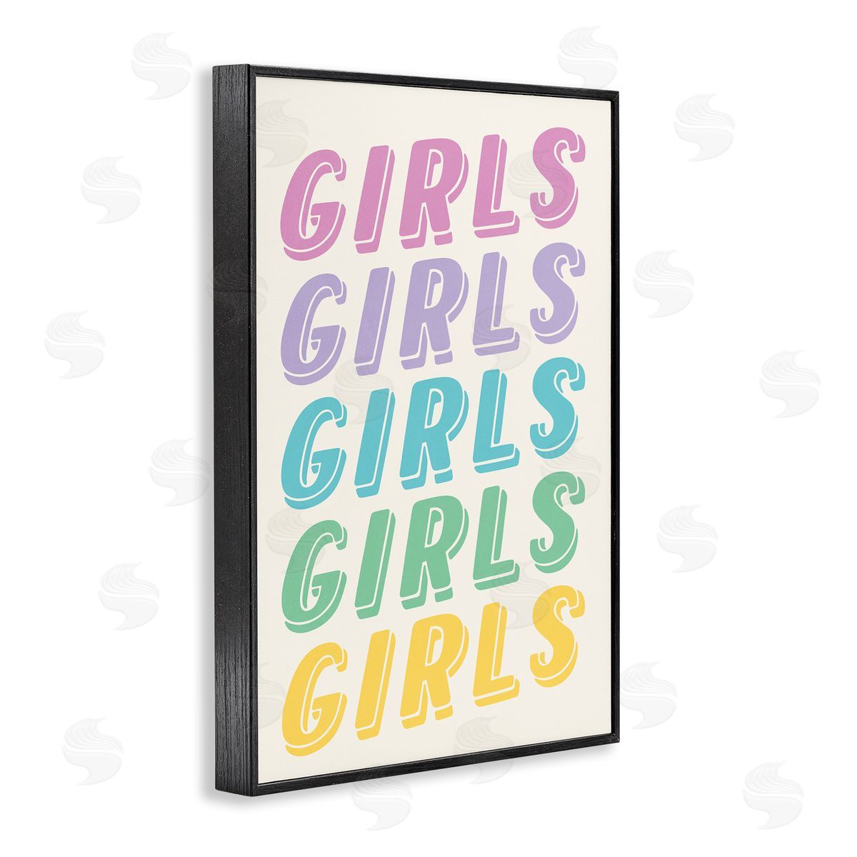 Nataly White Pastel Retro Girls Text Black Framed Giclee Wall Art Print