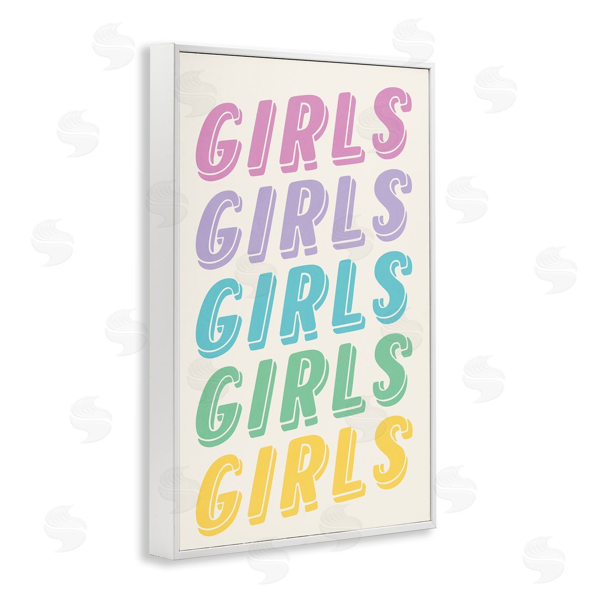 Nataly White Pastel Retro Girls Text White Framed Giclee Wall Art Print