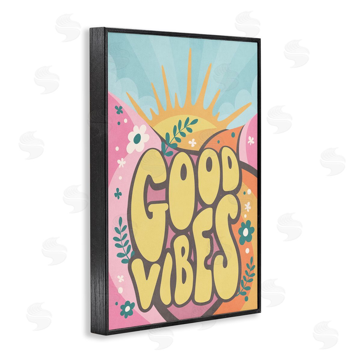 Nataly White Good Vibes Groovy Nature Black Framed Giclee Wall Art Print