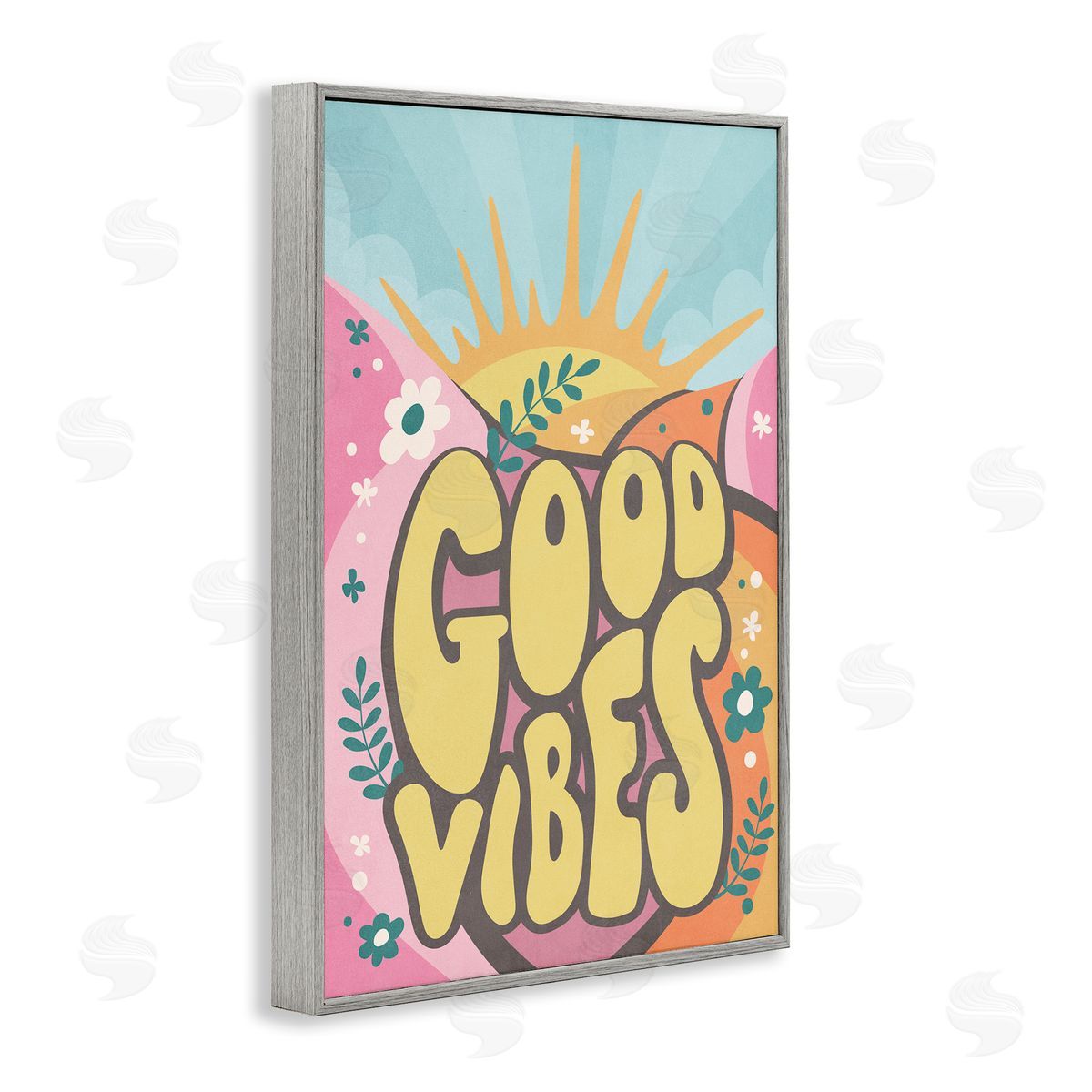 Nataly White Good Vibes Groovy Nature Gray Framed Giclee Wall Art Print