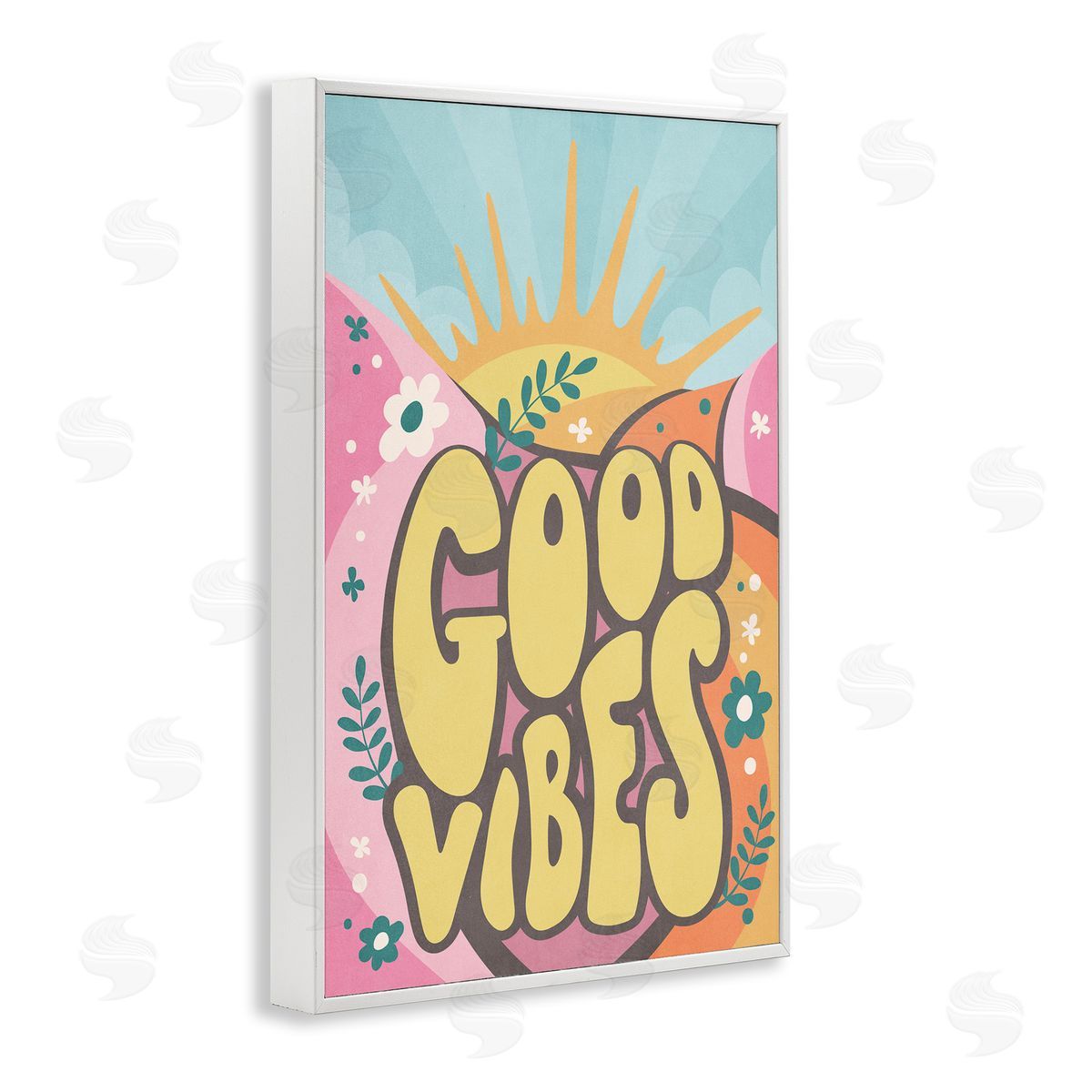 Nataly White Good Vibes Groovy Nature White Framed Giclee Wall Art Print