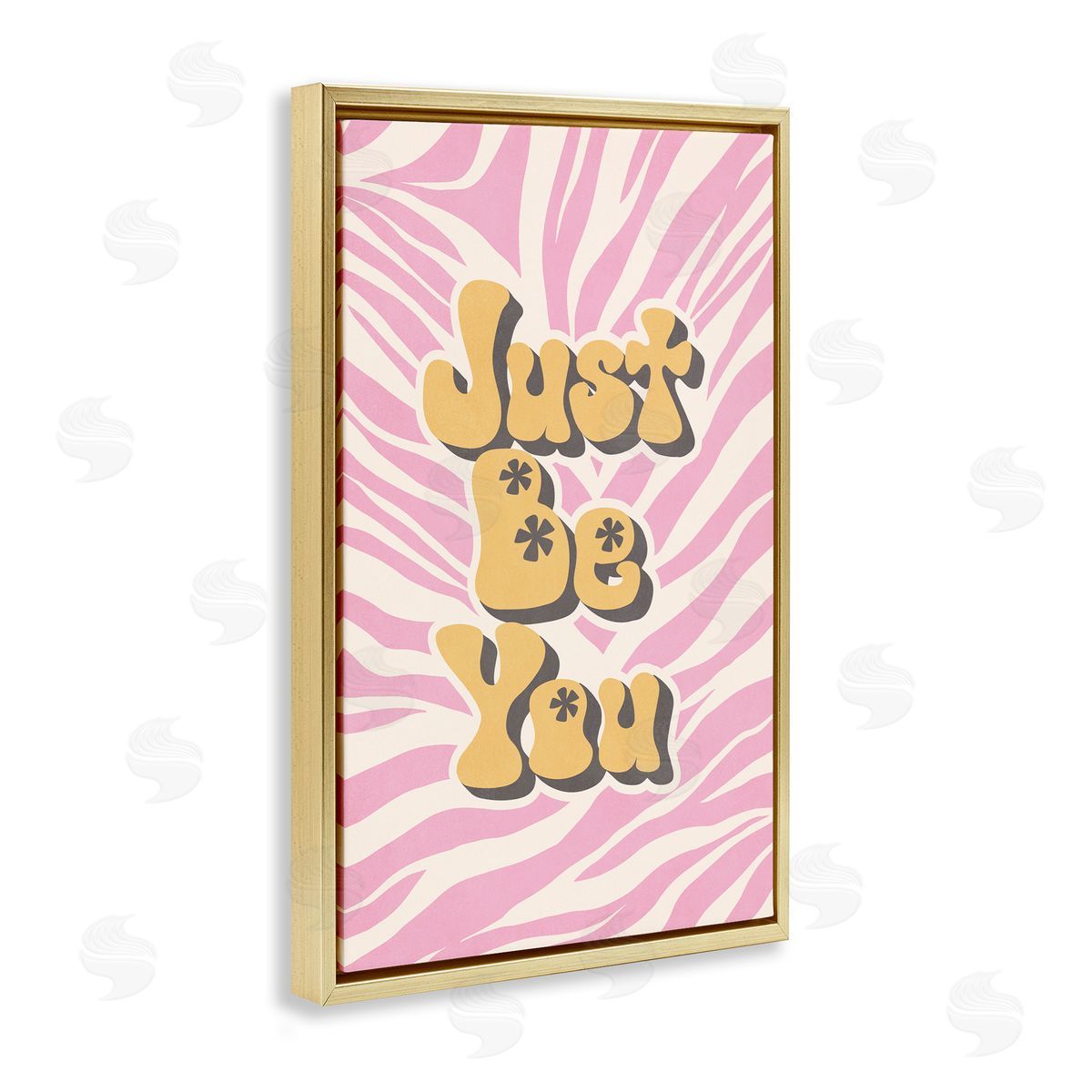 Nataly White Just Be You on Zebra Gold Floating Frame Canvas Wall Art Print