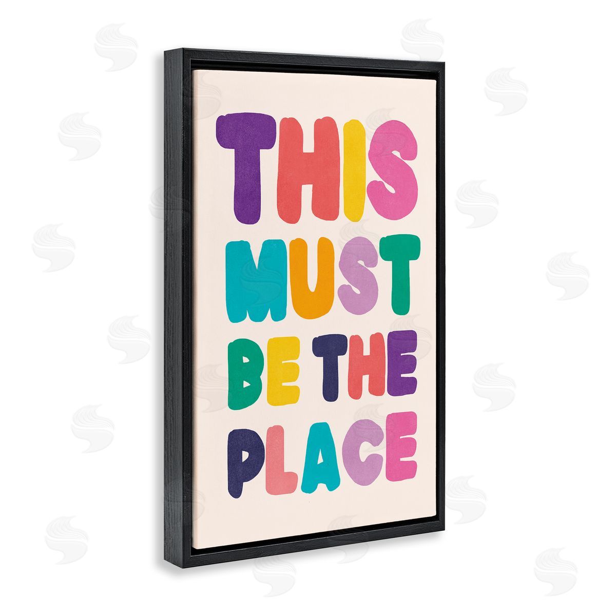 Nataly White Must Be The Place Phrase Black Floating Frame Canvas Wall Art Print