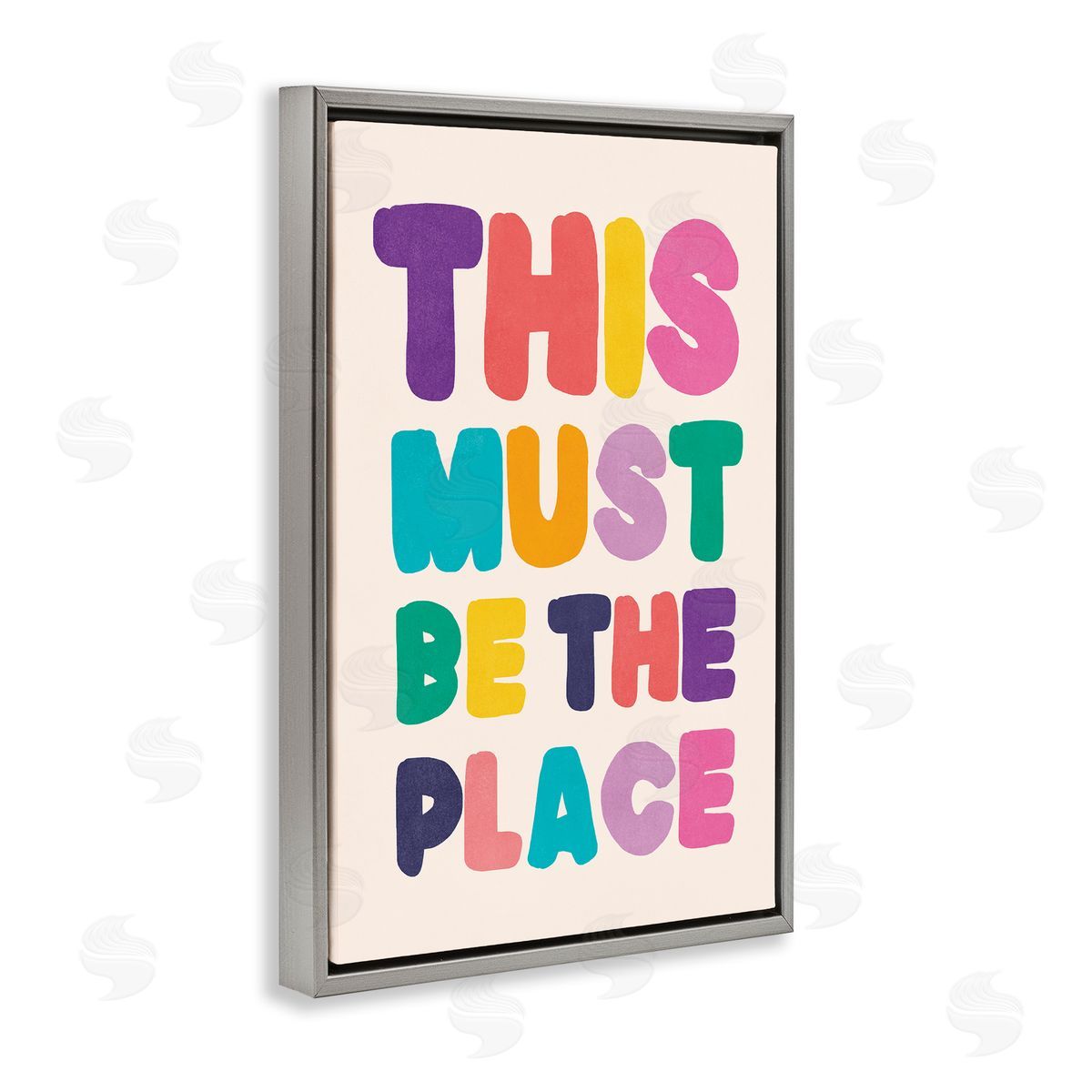 Nataly White Must Be The Place Phrase Gray Floating Frame Canvas Wall Art Print