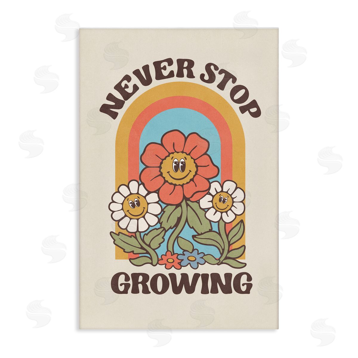 Nataly White Vintage Never Stop Growing Canvas Wall Art Print