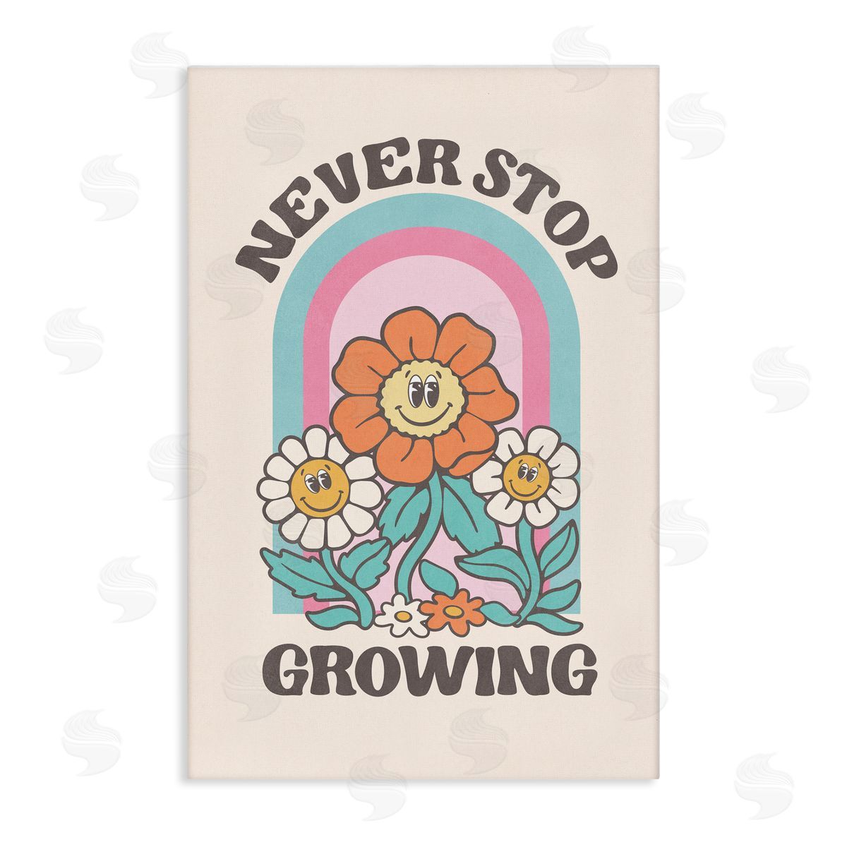 Nataly White Retro Never Stop Growing Canvas Wall Art Print