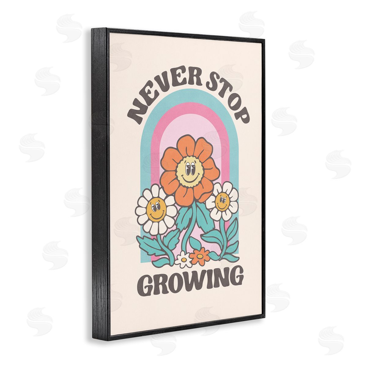 Nataly White Retro Never Stop Growing Black Framed Giclee Wall Art Print