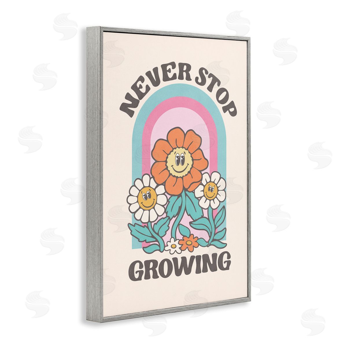 Nataly White Retro Never Stop Growing Gray Framed Giclee Wall Art Print