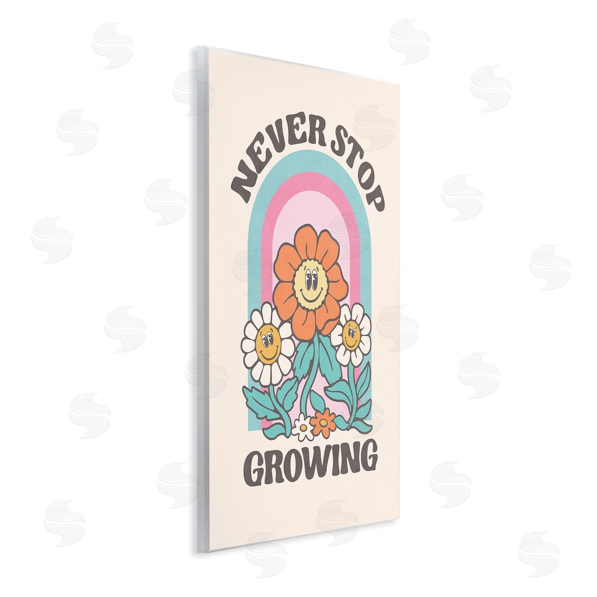 Nataly White Retro Never Stop Growing Wooden Wall Plaque Art Print