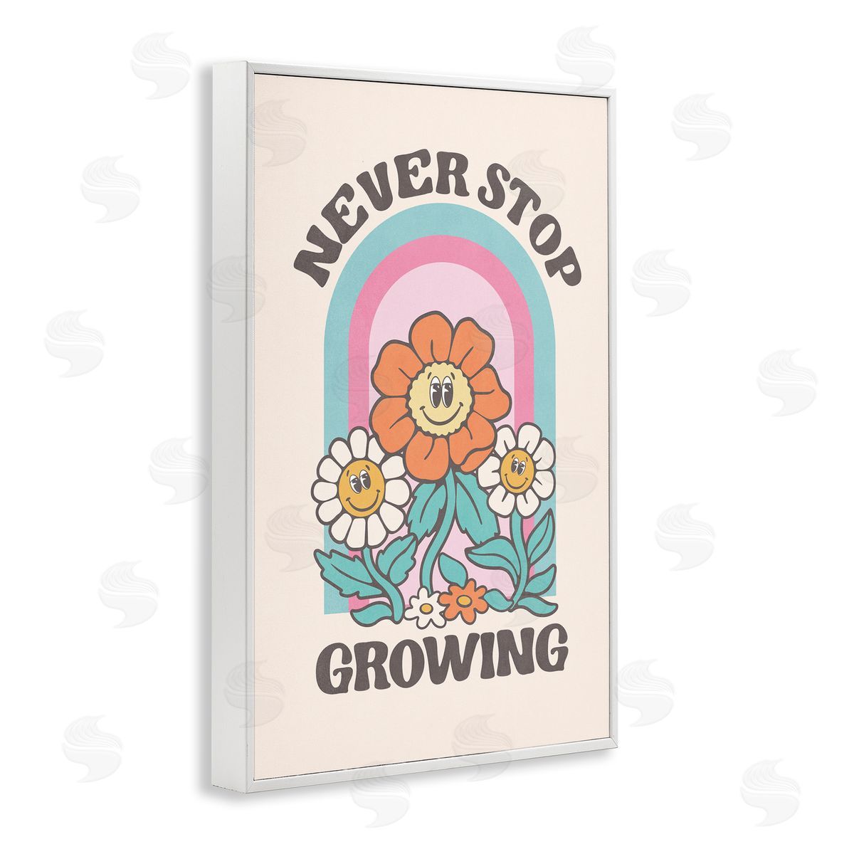 Nataly White Retro Never Stop Growing White Framed Giclee Wall Art Print