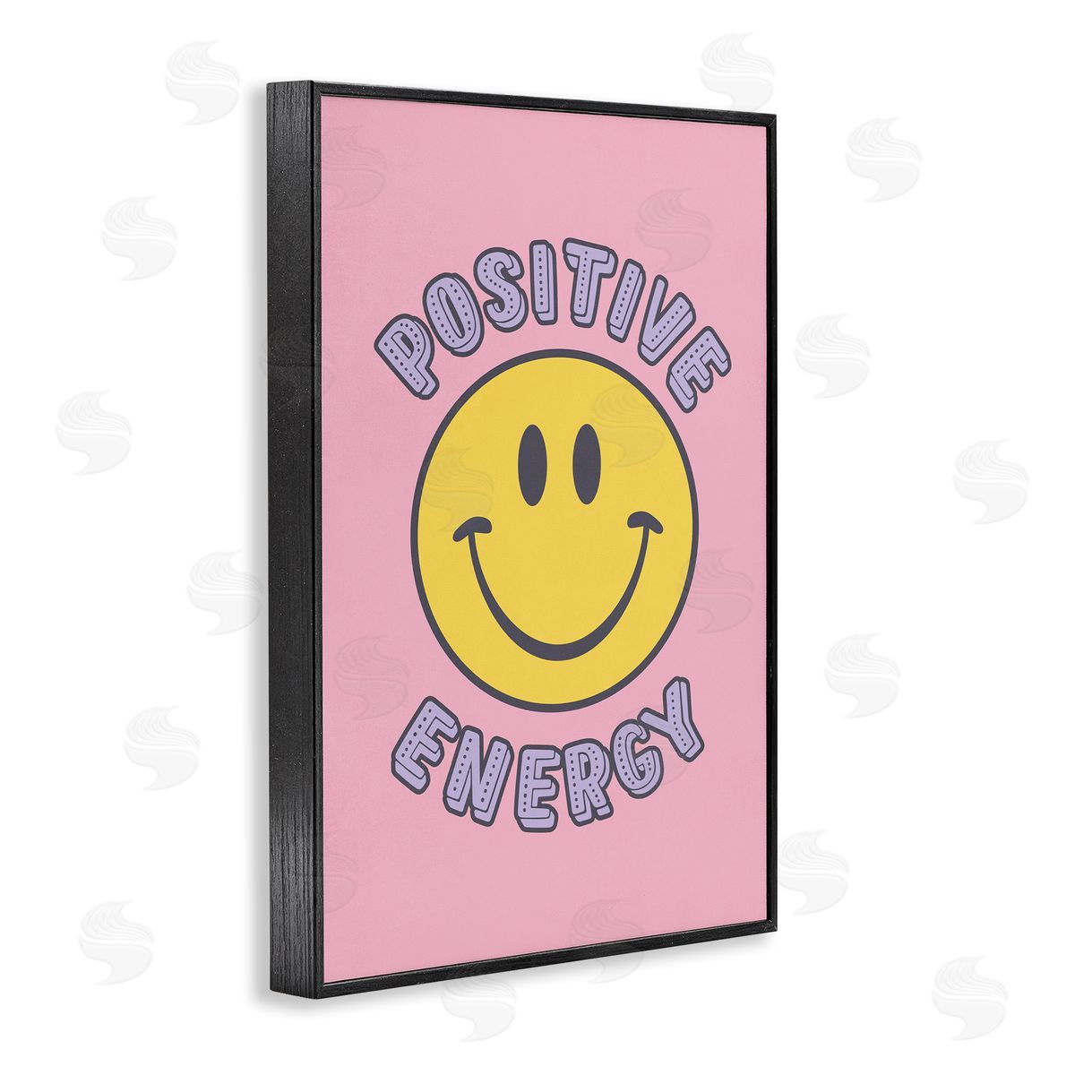Nataly White Positive Energy Smiley Black Framed Giclee Wall Art Print