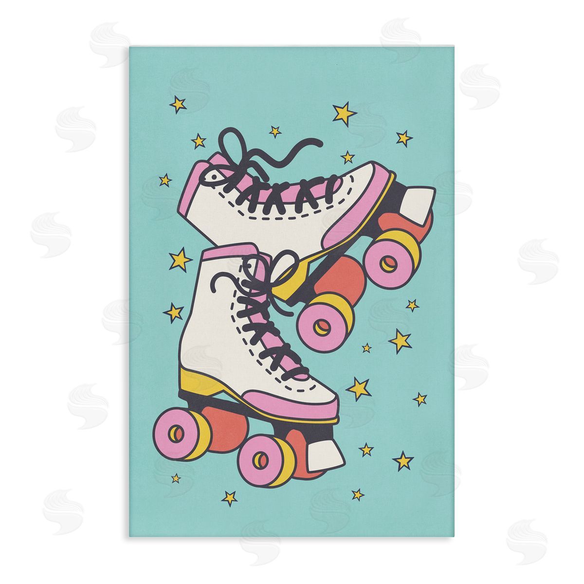 Nataly White Vintage Roller Skates Canvas Wall Art Print