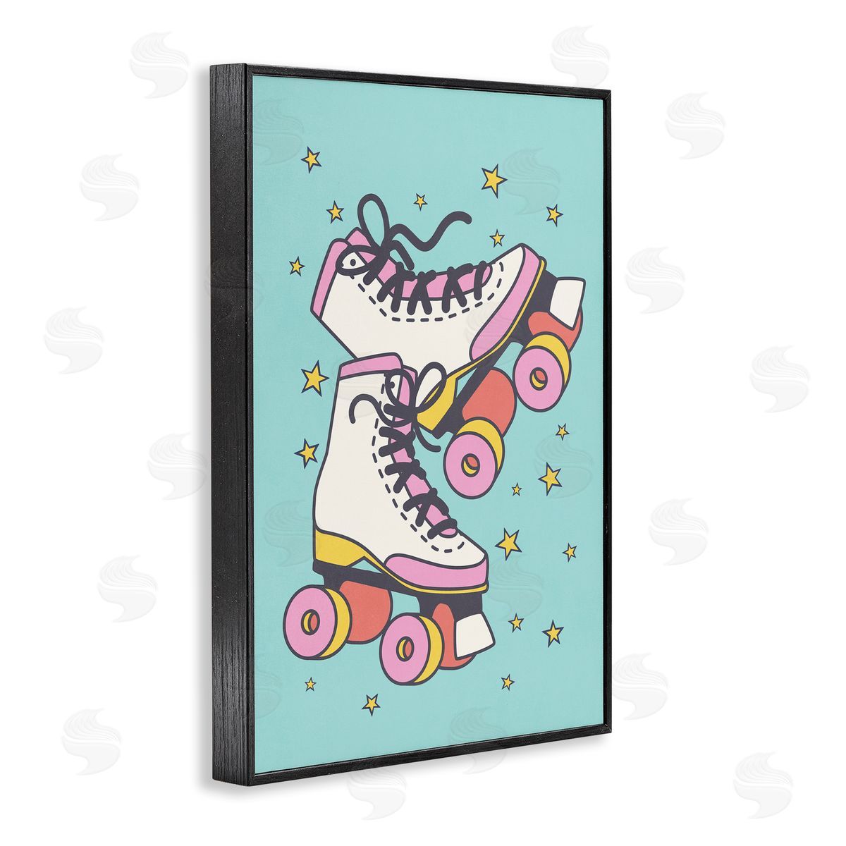 Nataly White Vintage Roller Skates Black Framed Giclee Wall Art Print
