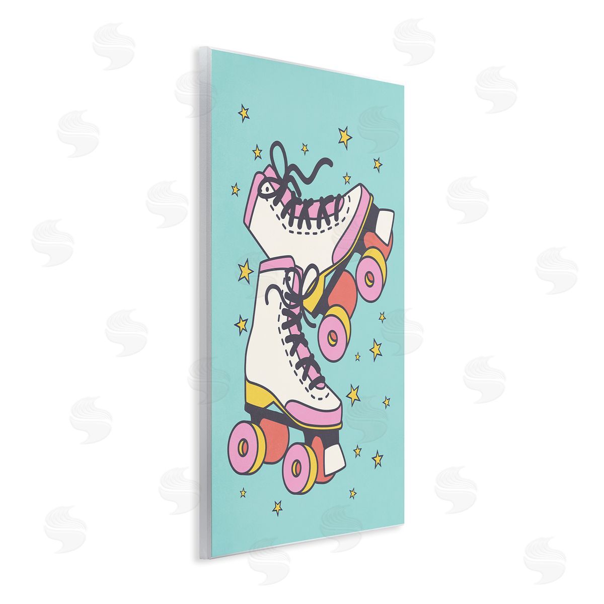 Nataly White Vintage Roller Skates Wooden Wall Plaque Art Print