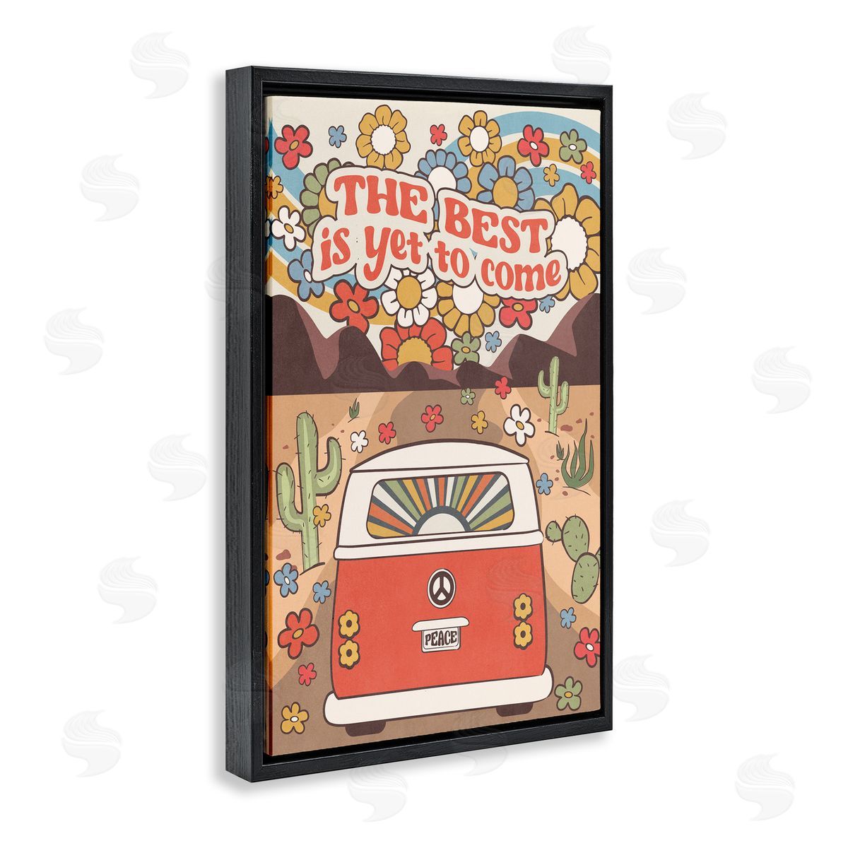 Nataly White Groovy Best Yet To Come Black Floating Frame Canvas Wall Art Print