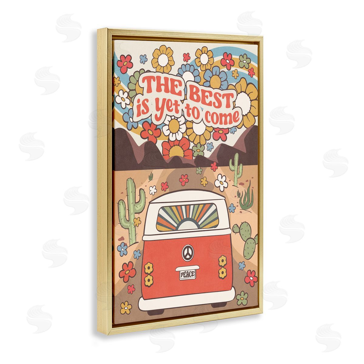 Nataly White Groovy Best Yet To Come Gold Floating Frame Canvas Wall Art Print