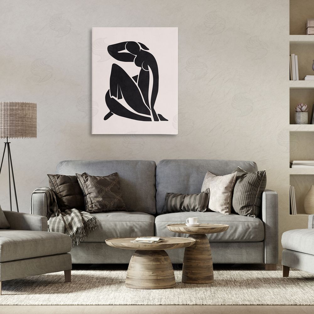 Nataly White Midcentury Boho Figure Canvas Wall Art Print in Room