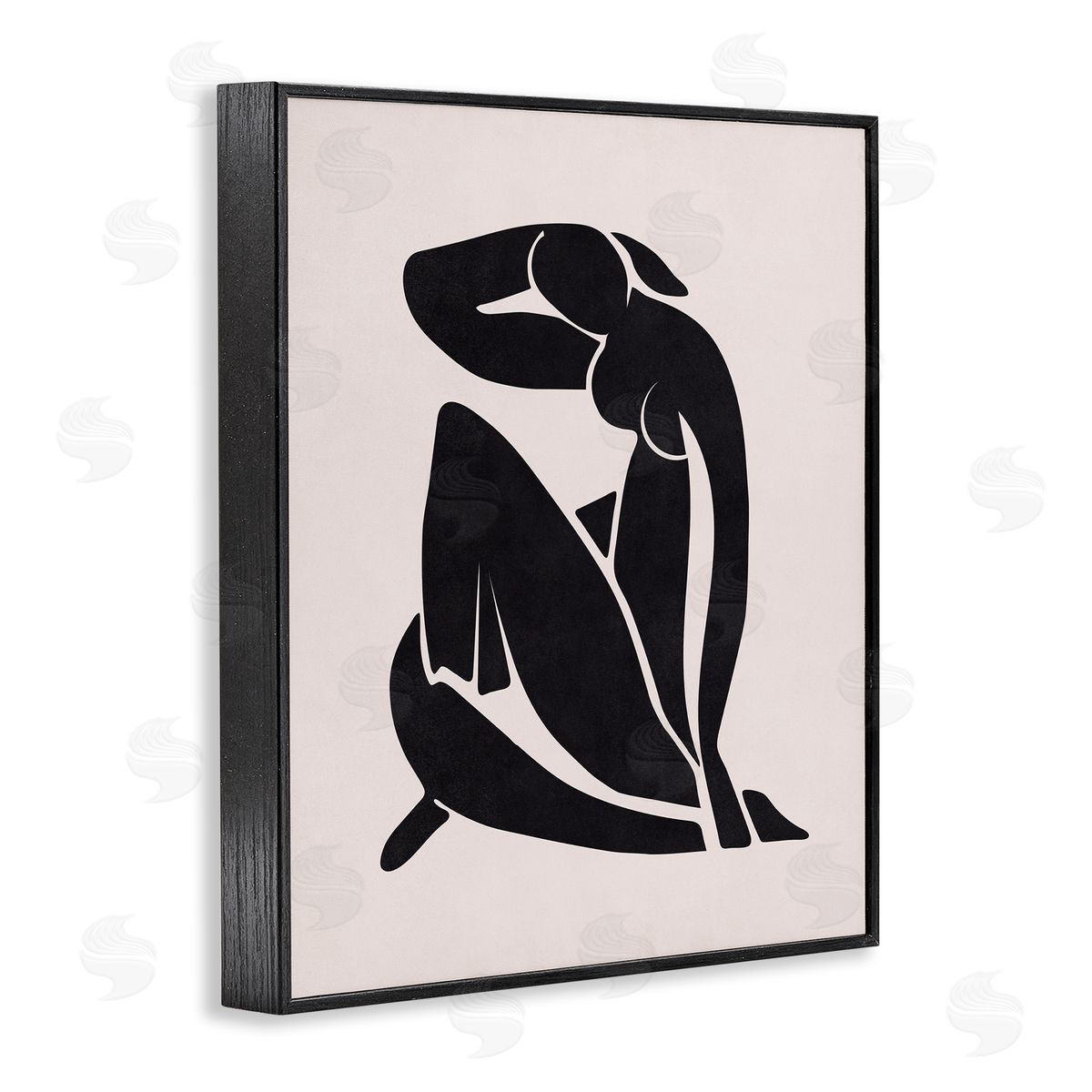 Nataly White Midcentury Boho Figure Black Framed Giclee Wall Art Print