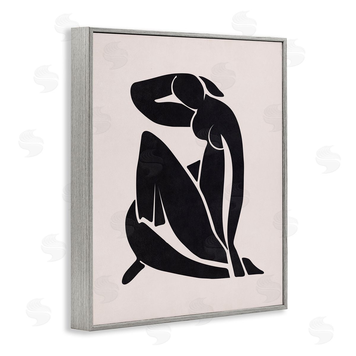 Nataly White Midcentury Boho Figure Gray Framed Giclee Wall Art Print