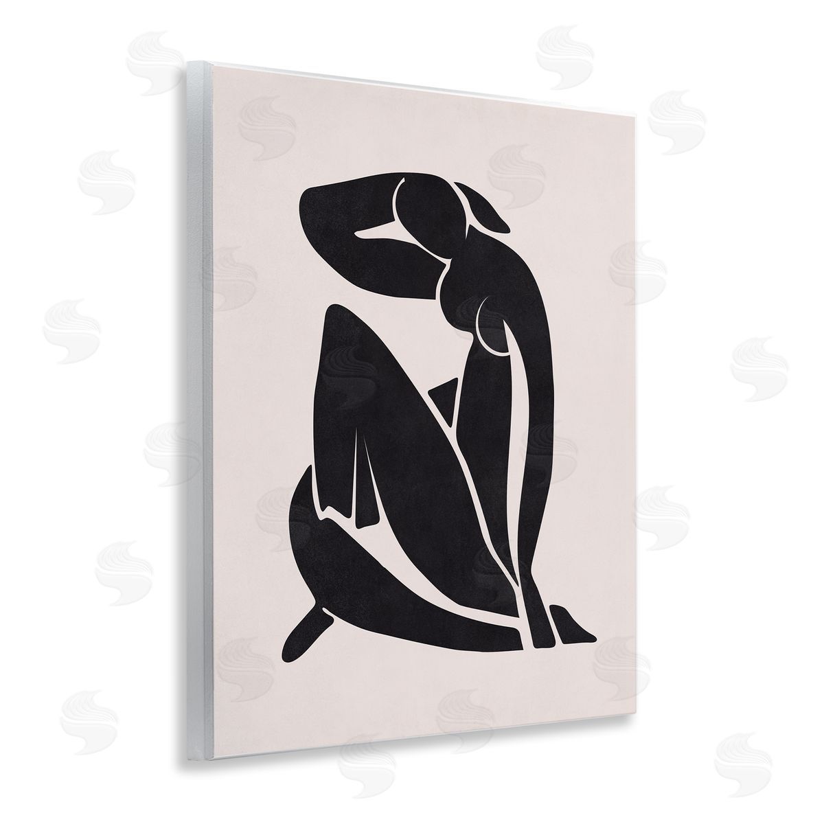 Nataly White Midcentury Boho Figure Wooden Wall Plaque Art Print