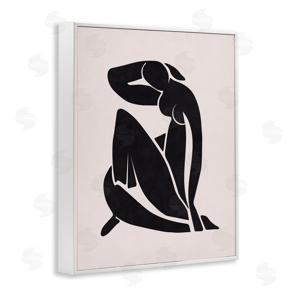 Nataly White Midcentury Boho Figure White Framed Giclee Wall Art Print