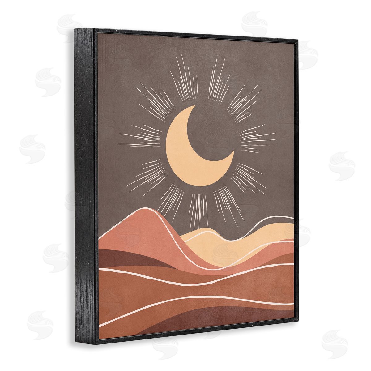Nataly White Boho Moon over Desert Black Framed Giclee Wall Art Print