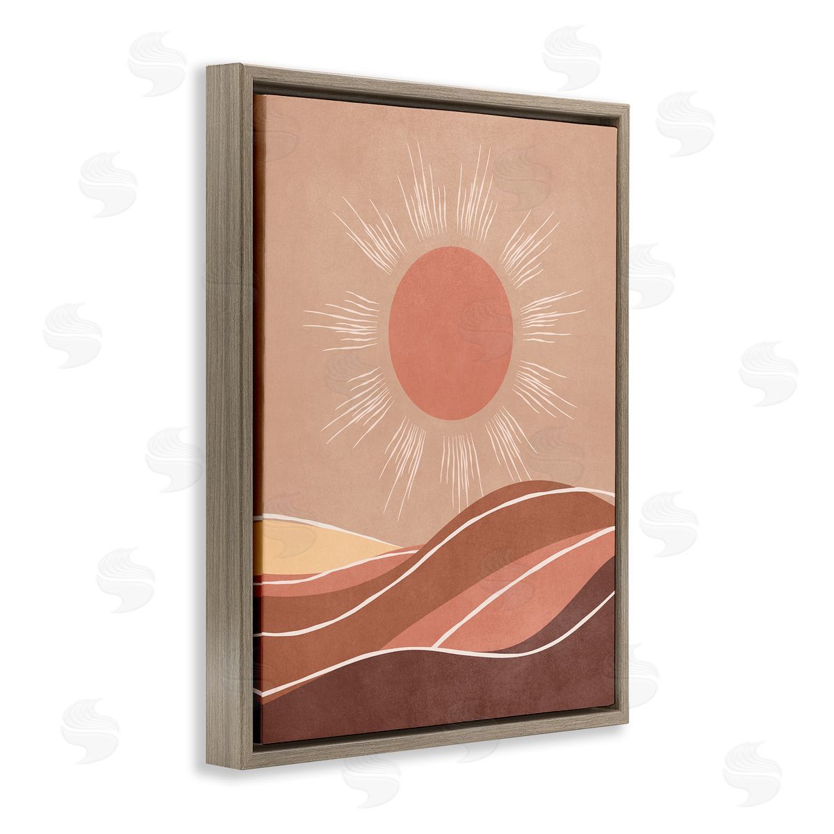 Nataly White Boho Sun over Desert Brown Floating Frame Canvas Wall Art Print