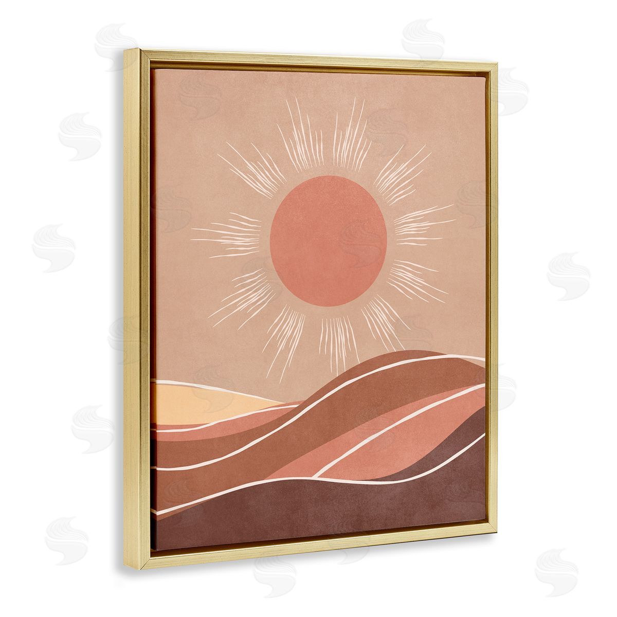 Nataly White Boho Sun over Desert Gold Floating Frame Canvas Wall Art Print