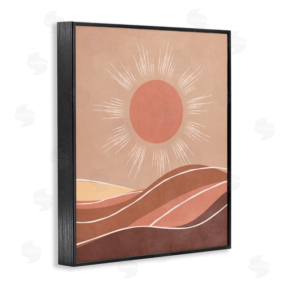 Nataly White Boho Sun over Desert Black Framed Giclee Wall Art Print