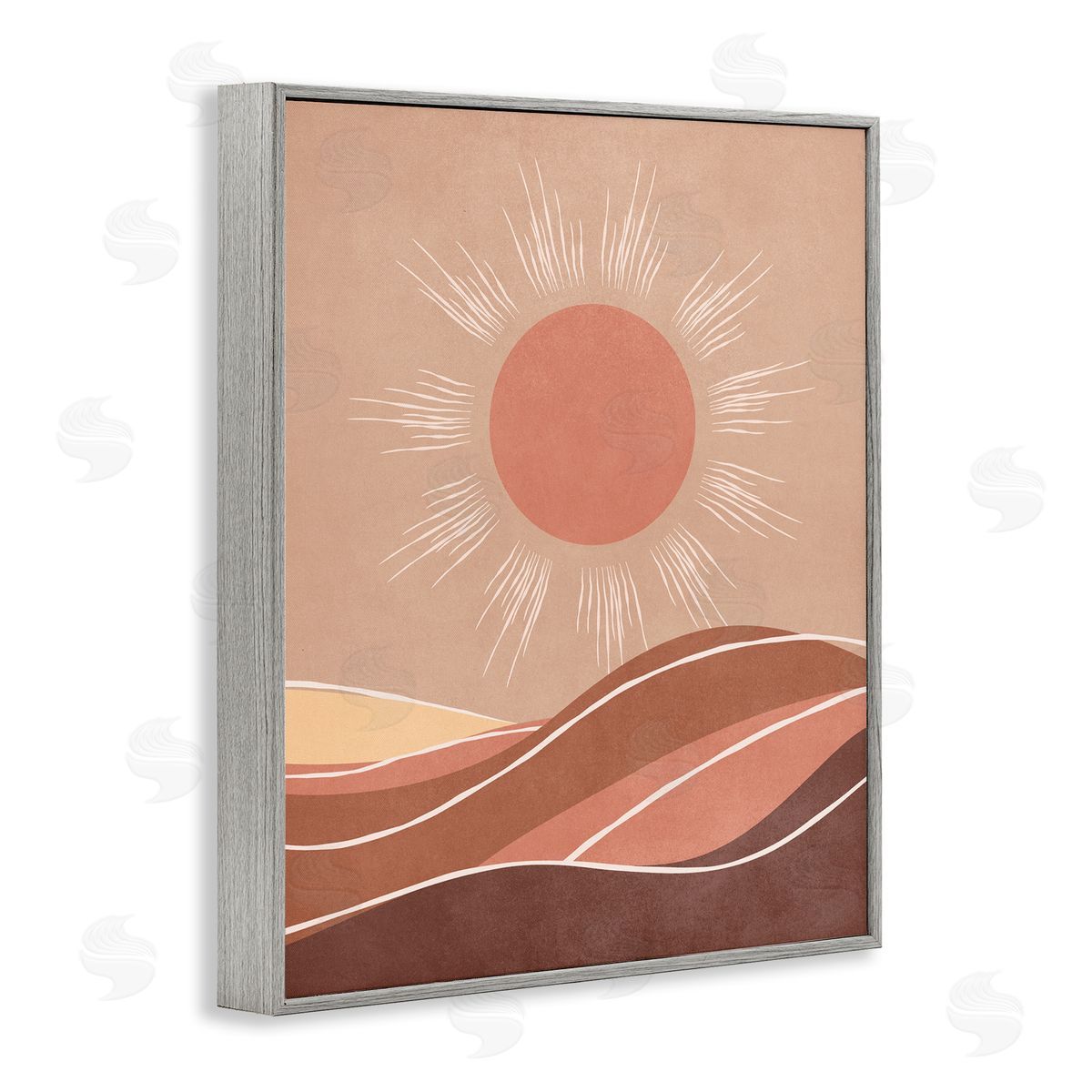 Nataly White Boho Sun over Desert Gray Framed Giclee Wall Art Print