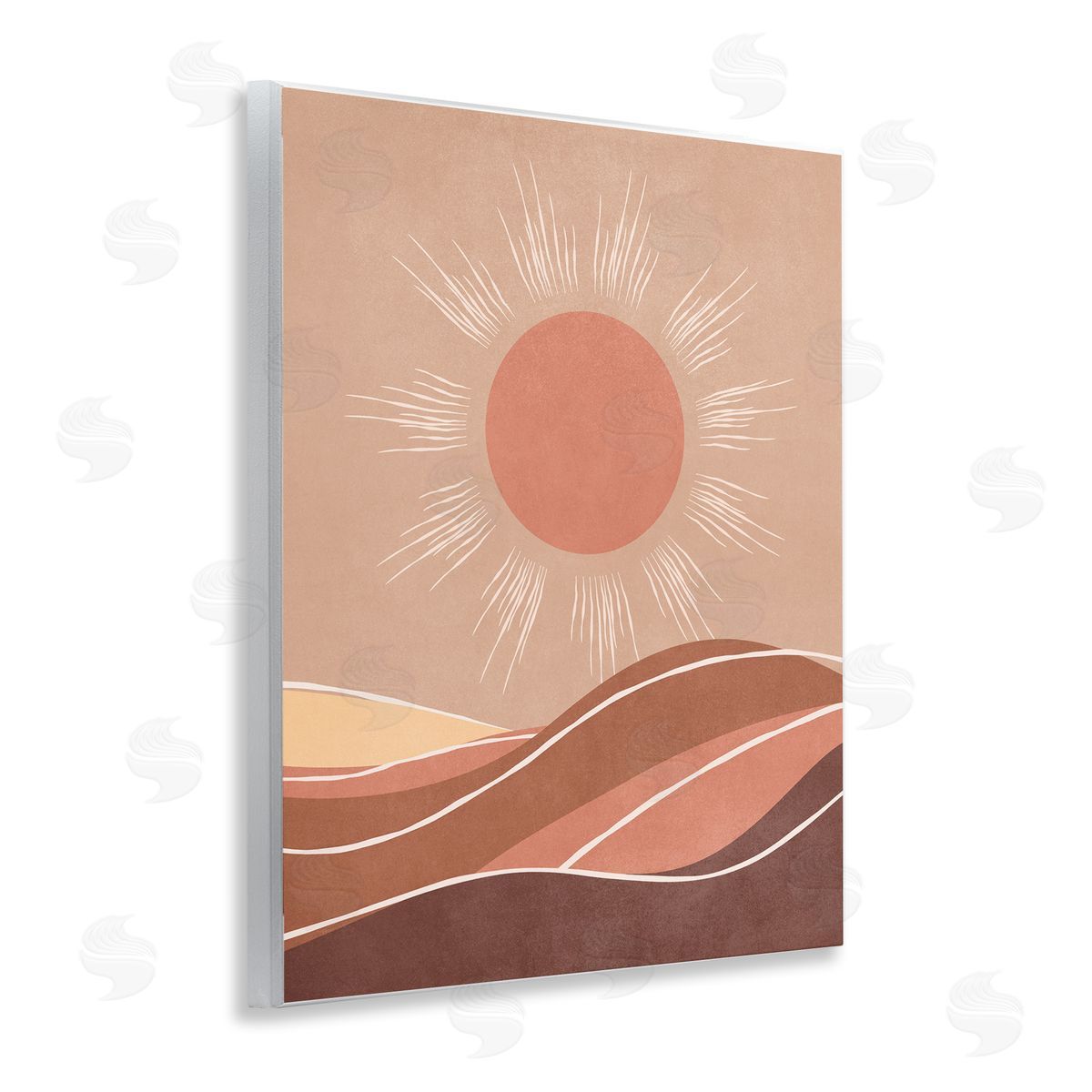 Nataly White Boho Sun over Desert Wooden Wall Plaque Art Print