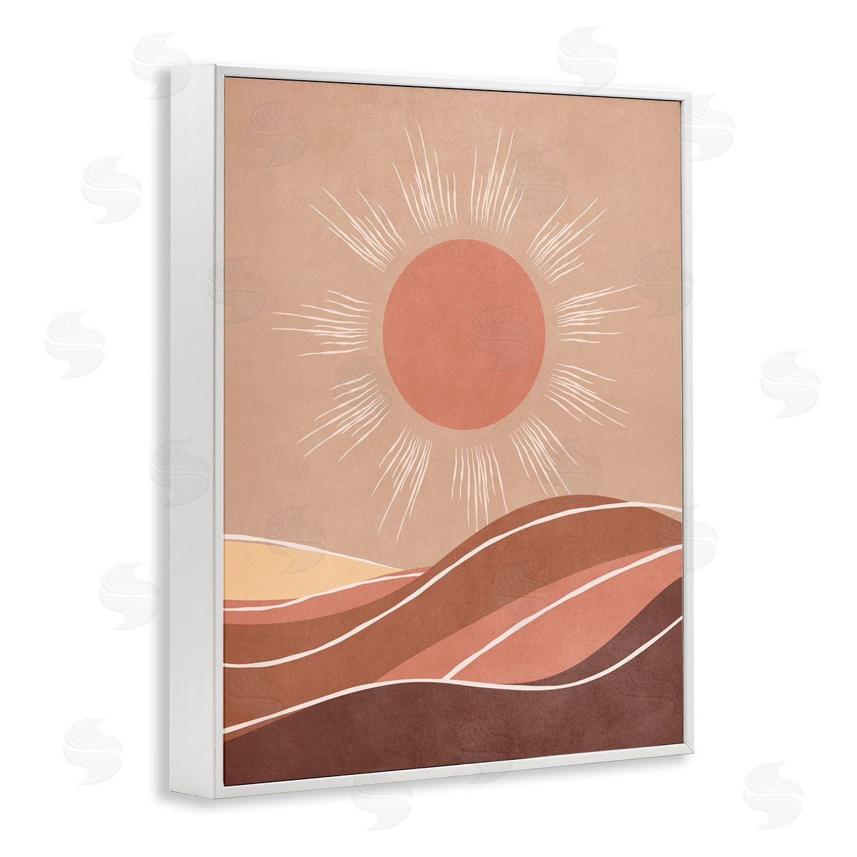 Nataly White Boho Sun over Desert White Framed Giclee Wall Art Print