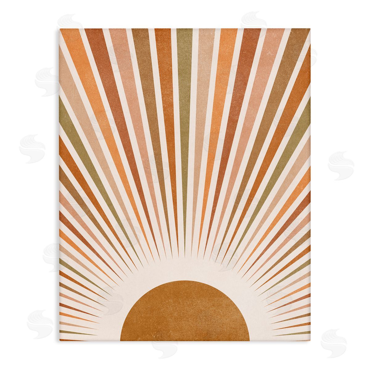 Nataly White Vintage Boho Sunburst Canvas Wall Art Print