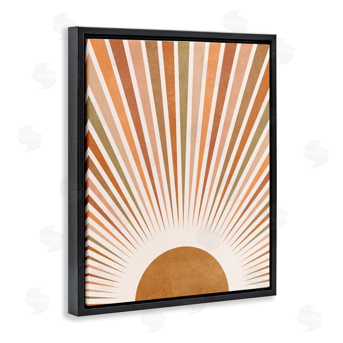 Nataly White Vintage Boho Sunburst Black Floating Frame Canvas Wall Art Print