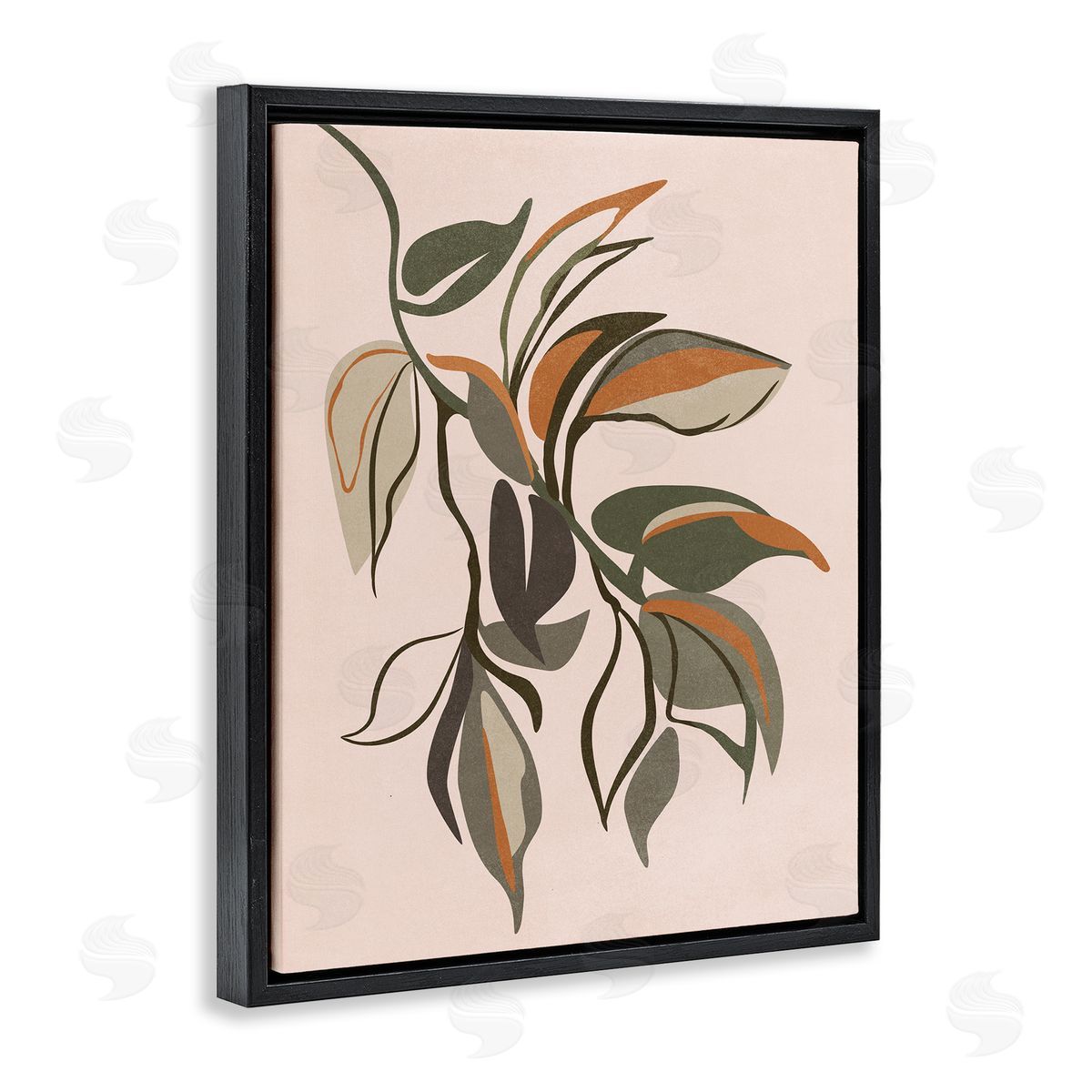 Nataly White Hanging Botanical Ivy Black Floating Frame Canvas Wall Art Print