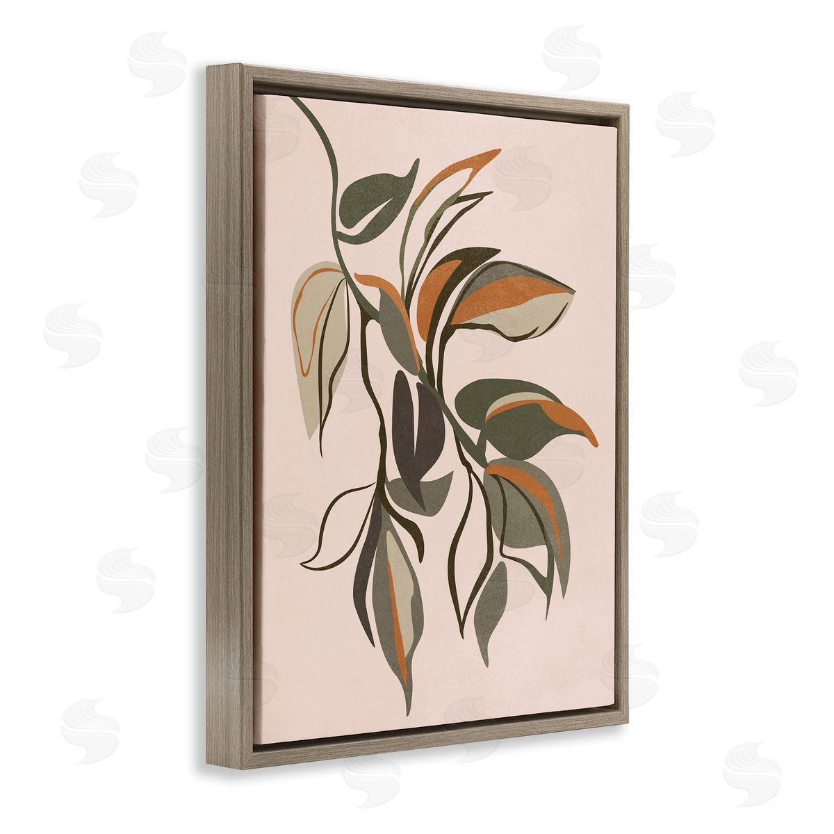 Nataly White Hanging Botanical Ivy Brown Floating Frame Canvas Wall Art Print