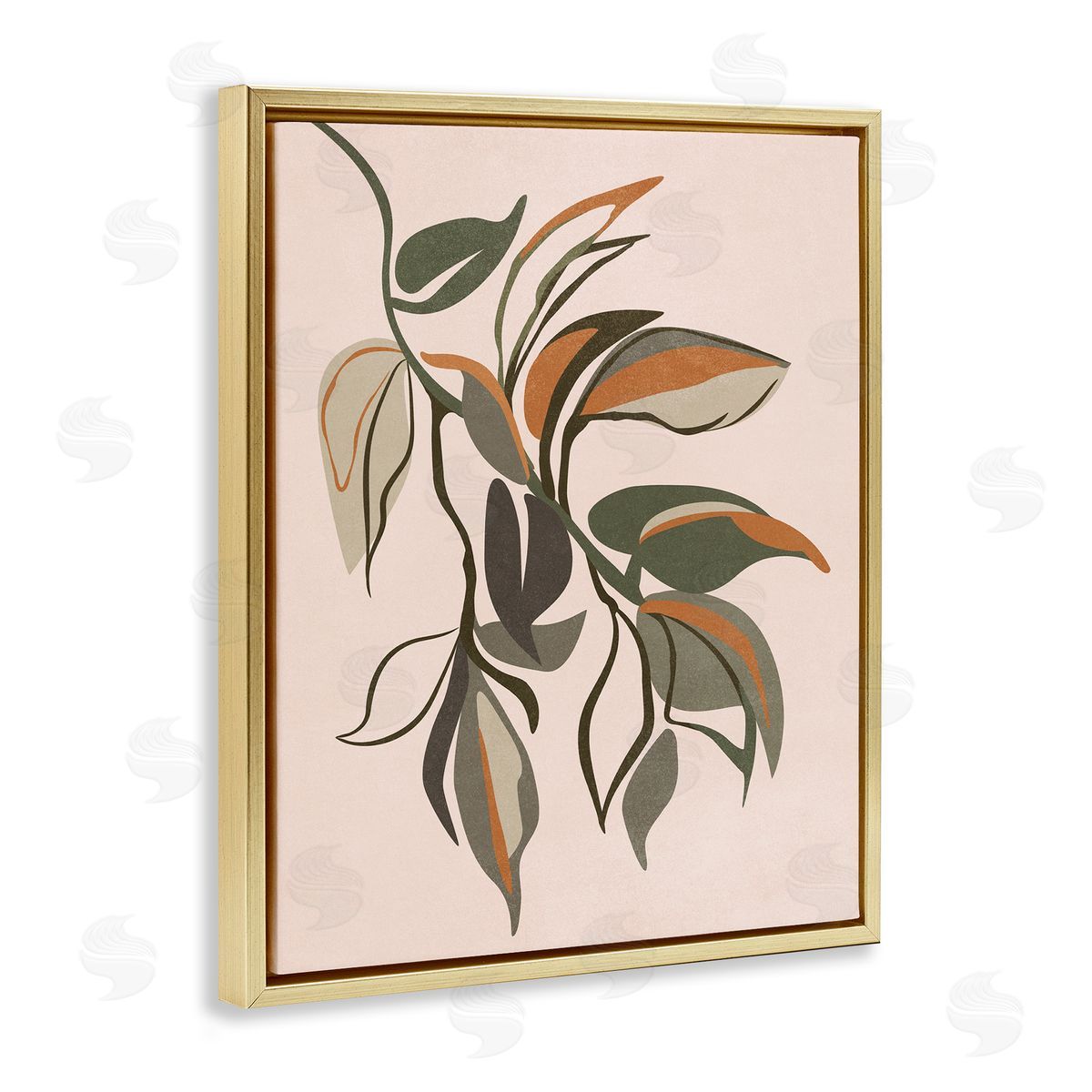 Nataly White Hanging Botanical Ivy Gold Floating Frame Canvas Wall Art Print