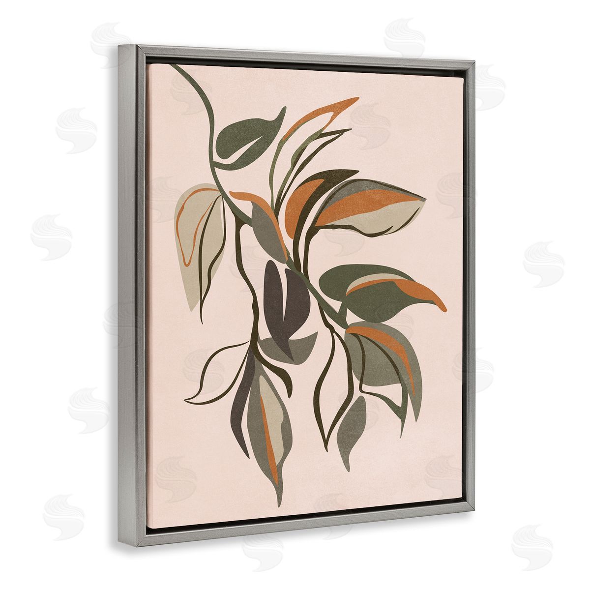 Nataly White Hanging Botanical Ivy Gray Floating Frame Canvas Wall Art Print