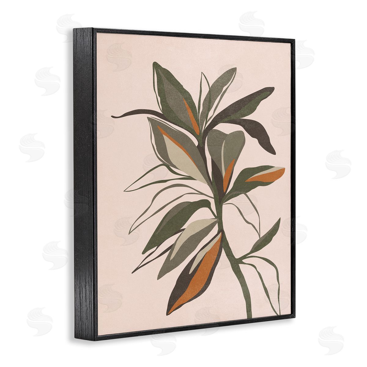 Nataly White Earthtone Boho Plant Black Framed Giclee Wall Art Print