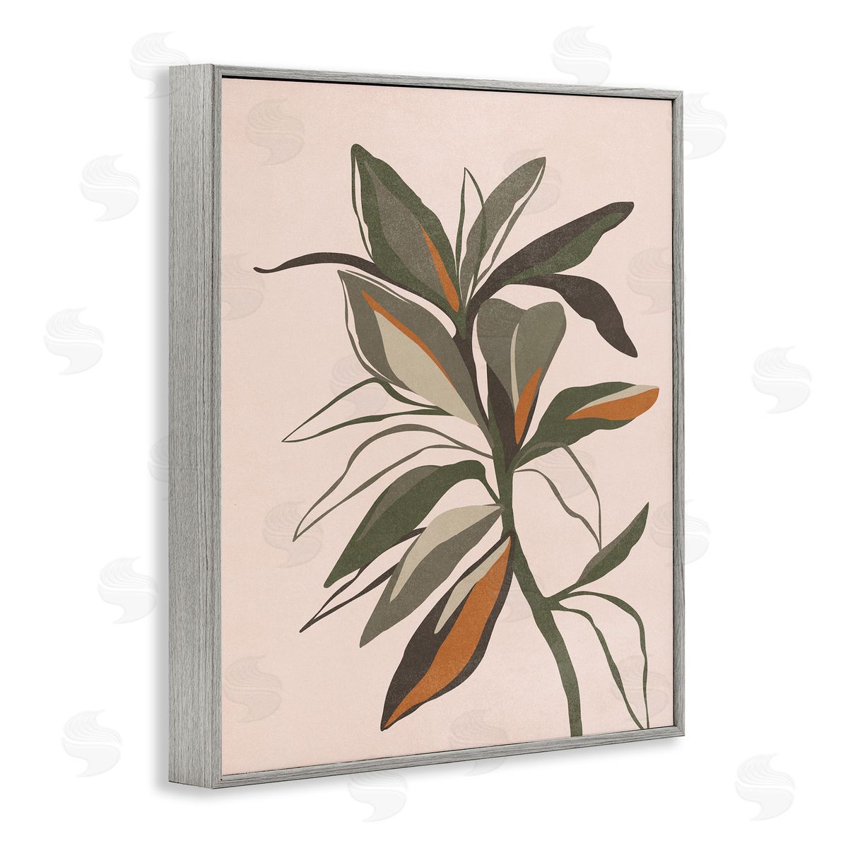 Nataly White Earthtone Boho Plant Gray Framed Giclee Wall Art Print
