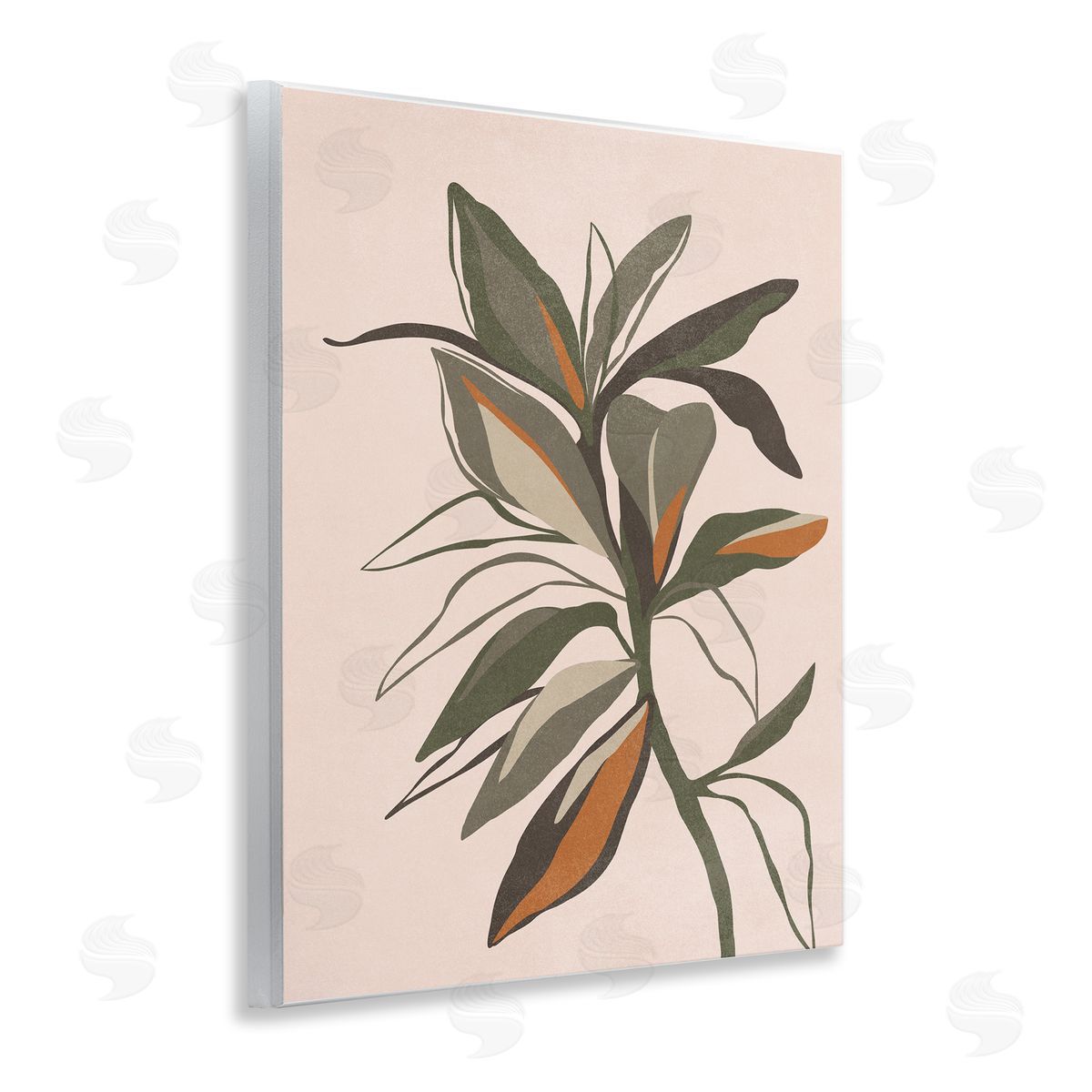 Nataly White Earthtone Boho Plant Wooden Wall Plaque Art Print