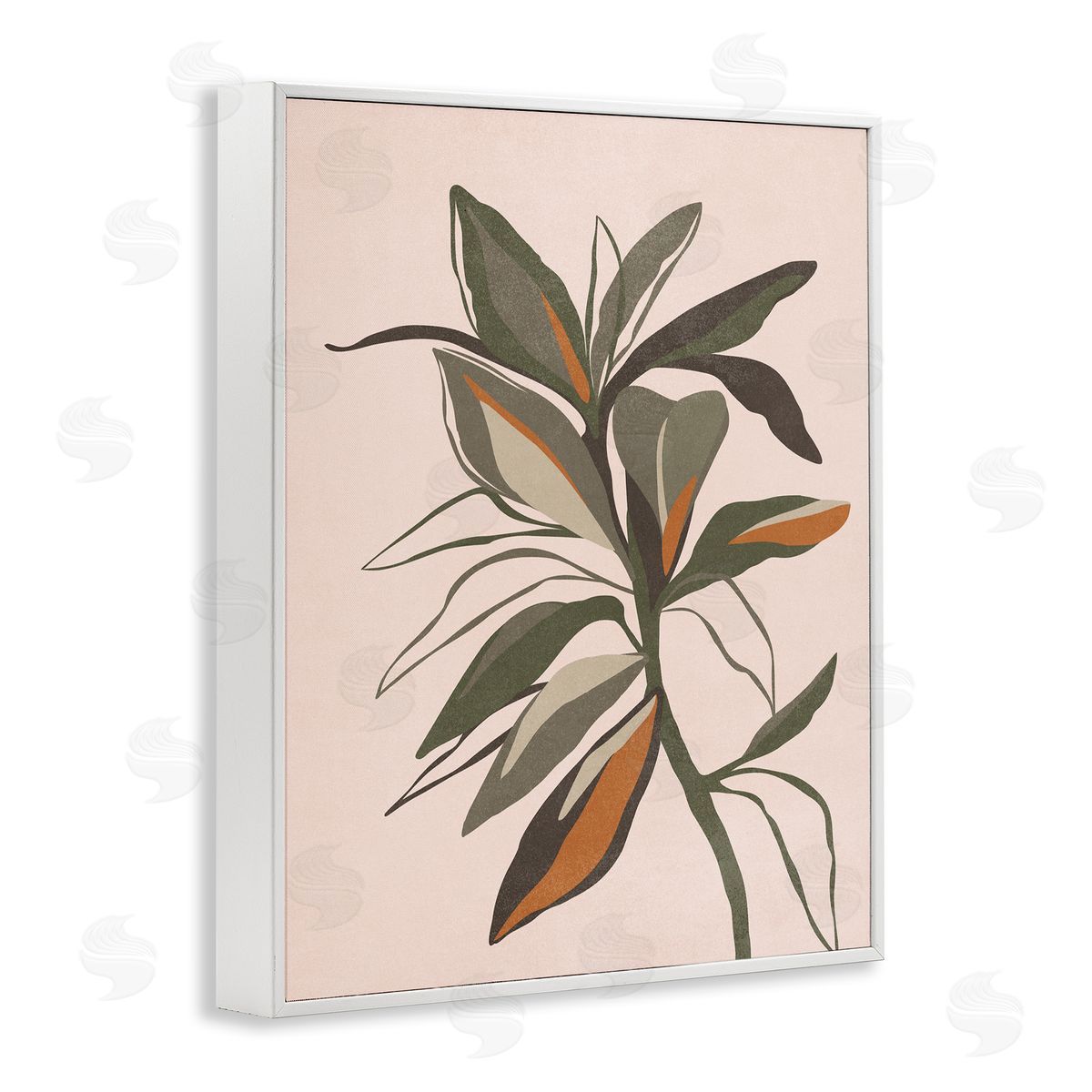 Nataly White Earthtone Boho Plant White Framed Giclee Wall Art Print