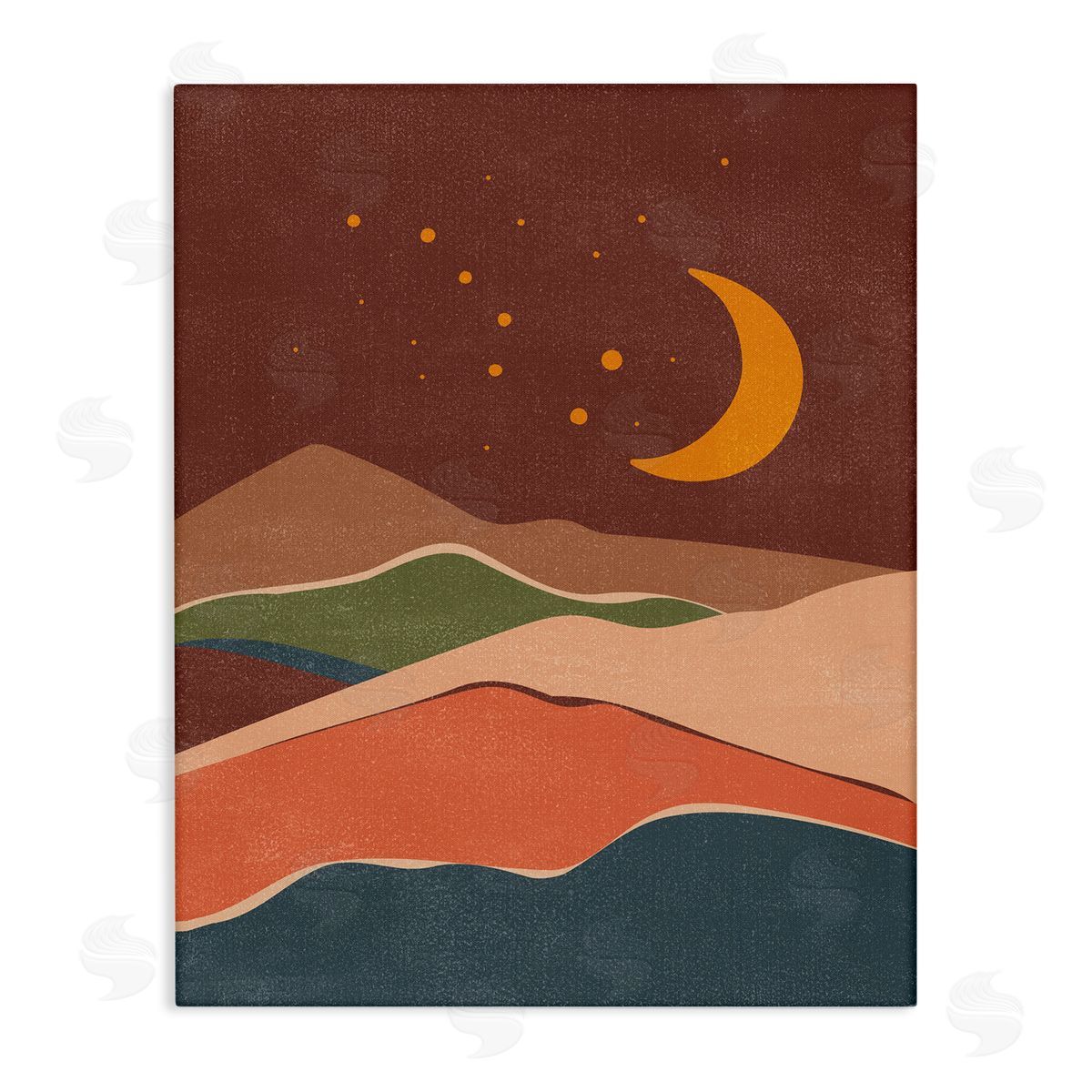 Nataly White Earthtone Desert Moon Canvas Wall Art Print