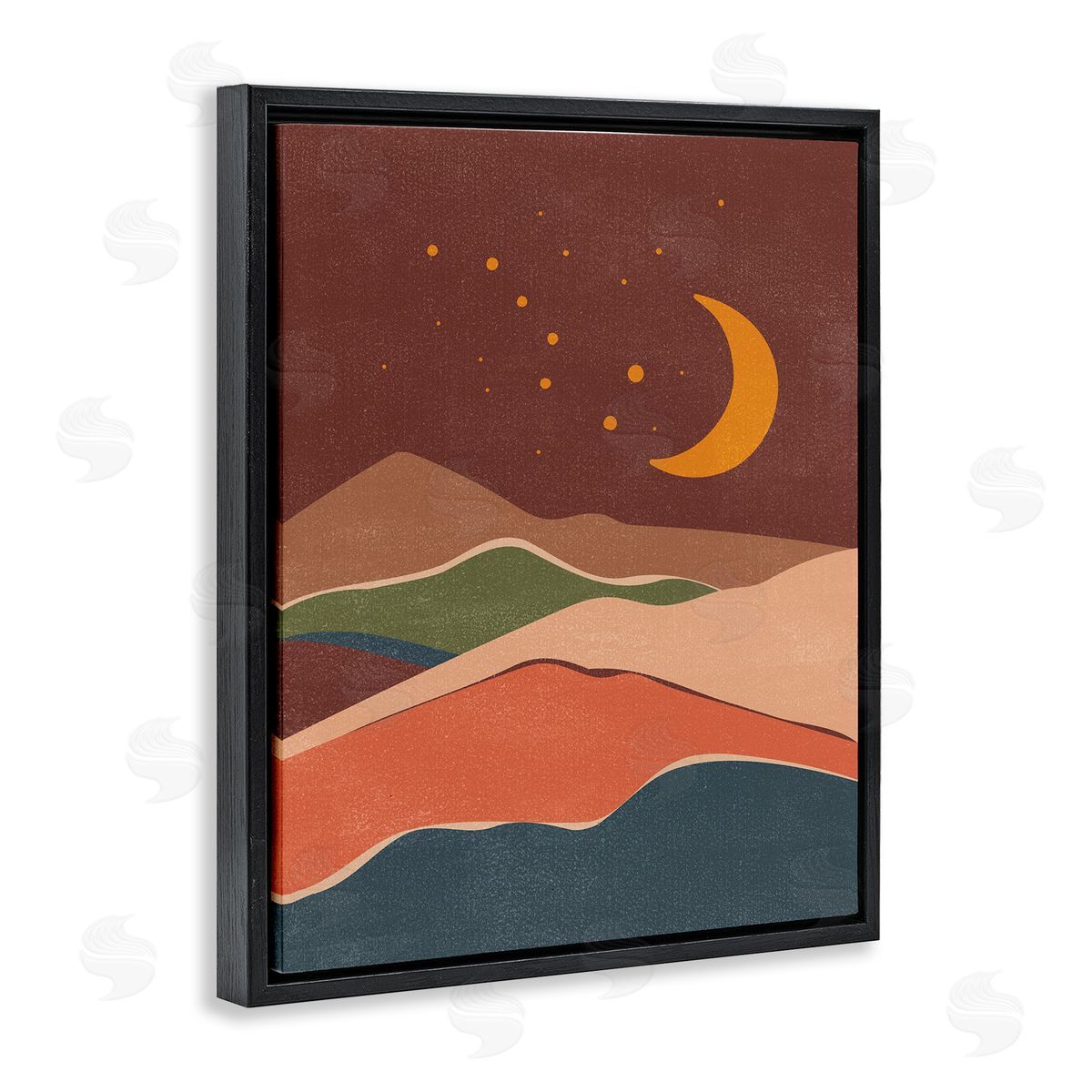 Nataly White Earthtone Desert Moon Black Floating Frame Canvas Wall Art Print