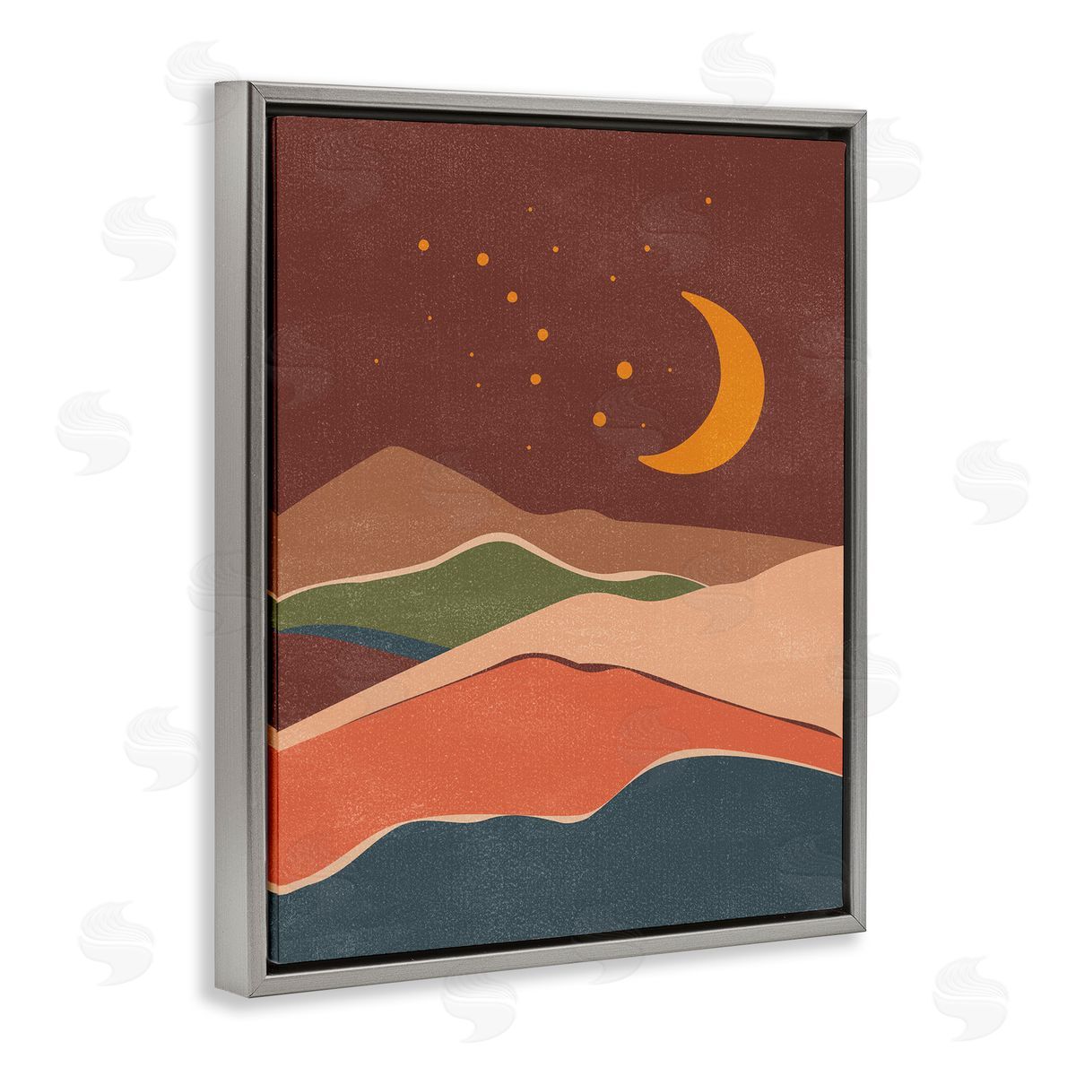 Nataly White Earthtone Desert Moon Gray Floating Frame Canvas Wall Art Print