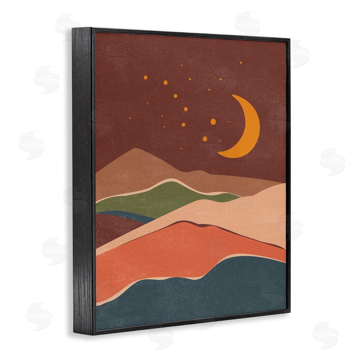 Nataly White Earthtone Desert Moon Black Framed Giclee Wall Art Print