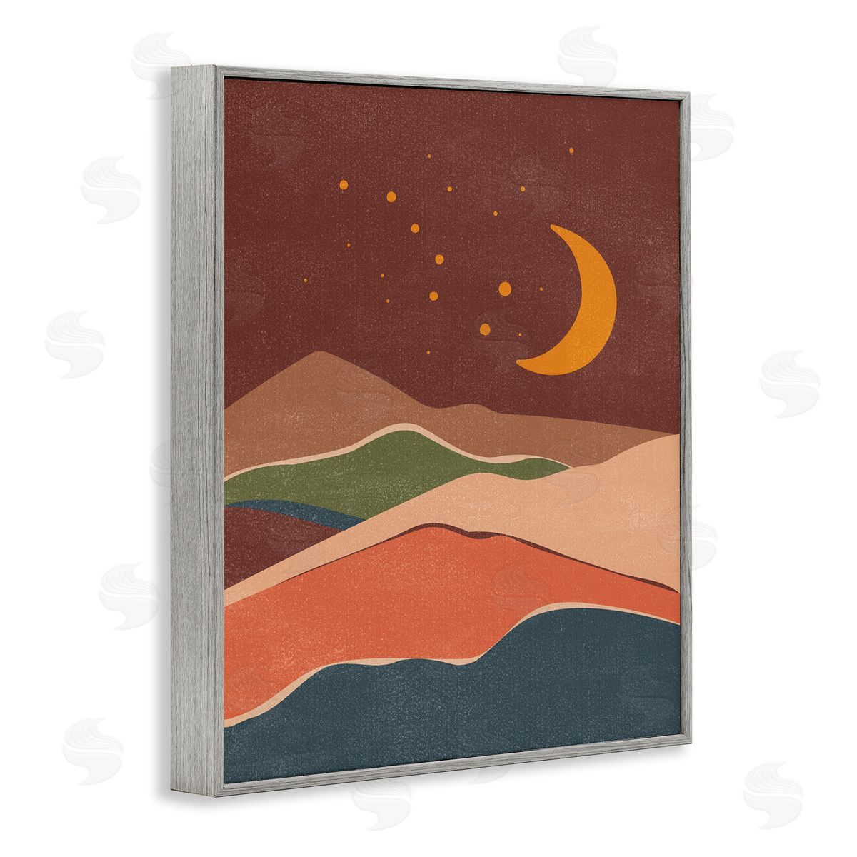 Nataly White Earthtone Desert Moon Gray Framed Giclee Wall Art Print